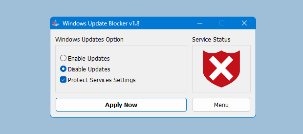 Windows Update Blocker status indicator